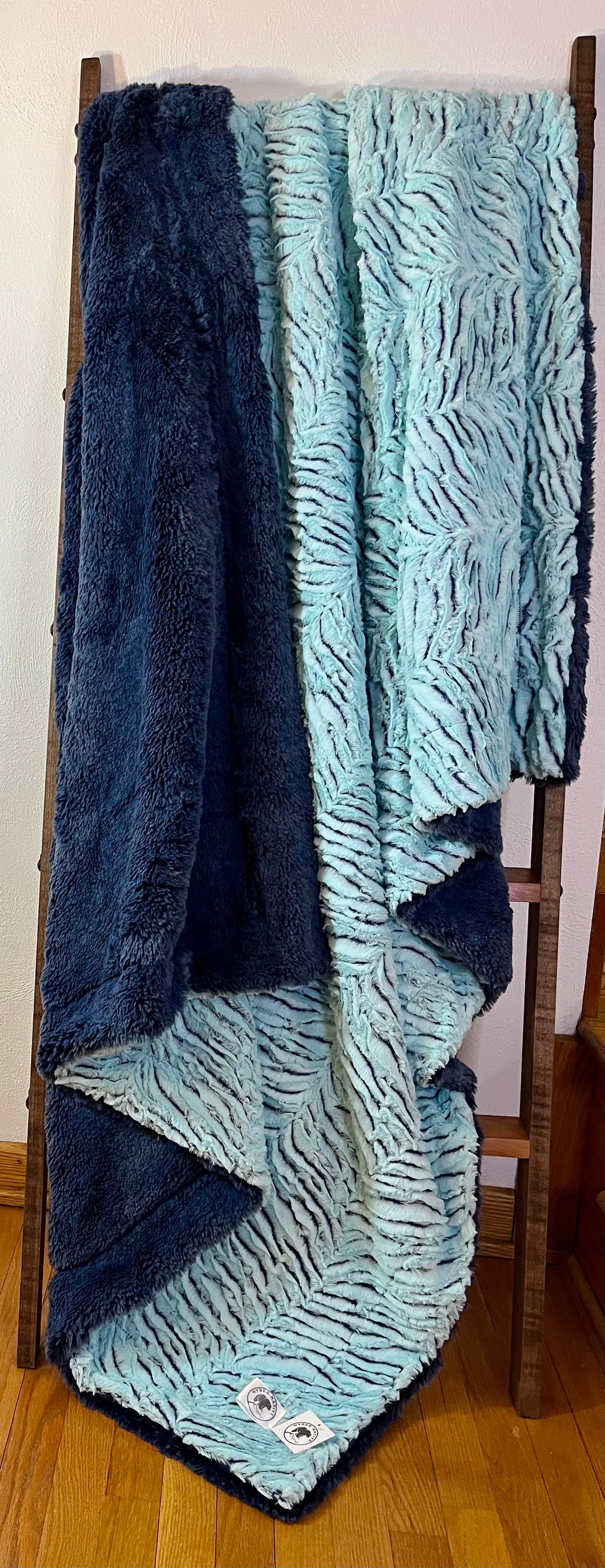 Frosted Zebra Saltwater/Arctic Fox Chambray Summit Throw