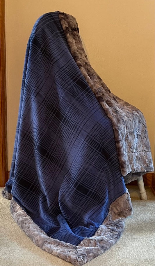 Hyber-Native Blue Plaid II Adult Throw